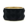 Vince Camuto Gold Tone Black Leather Hinge Cuff Bracelet in Gold - Lyst