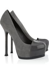 Yves Saint Laurent Tribtoo Suede and Patentleather Pumps