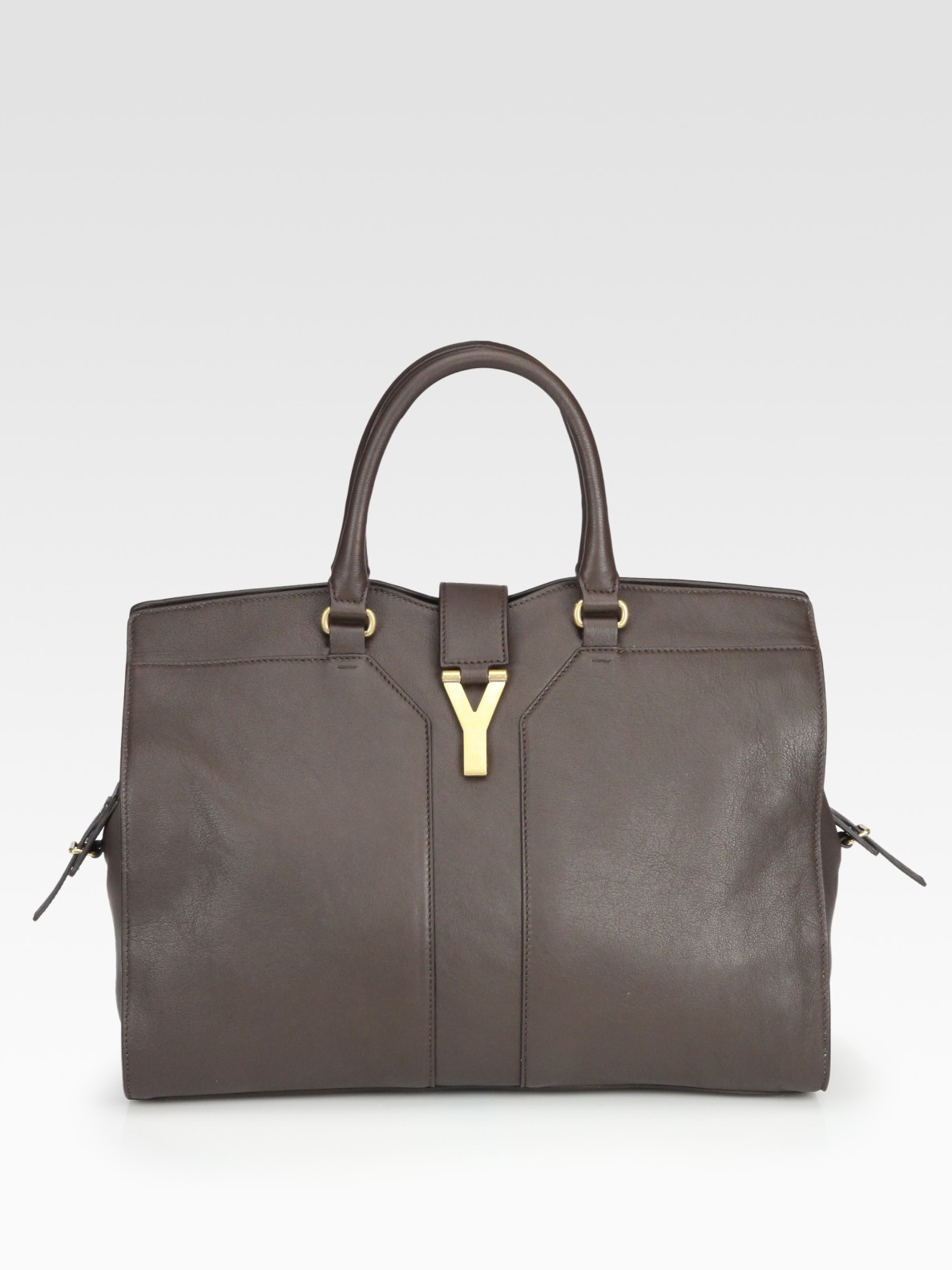 Saint Laurent Ysl Cabas Chyc Large Leather East West Bag in Gray (fondant) | Lyst