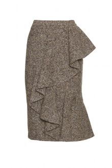 Burberry Prorsum Tweed Skirt with Ruffled Trim - Lyst