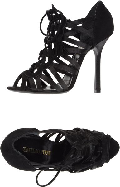 Emilio Pucci HighHeeled Sandals in Black - Lyst