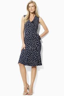Lauren by Ralph Lauren Jersey Cowlneck Belted Dress - Lyst