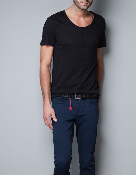 Zara Pima Cotton Tshirt in Black for Men - Lyst