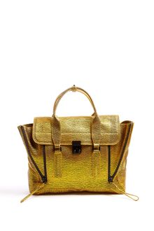 3.1 Phillip Lim Gold Embossed Calf Leather Pashli Satchel - Lyst