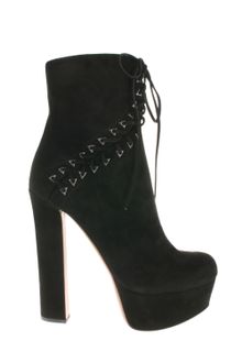 Alaïa Black Suede Boots with Decorative Laces - Lyst