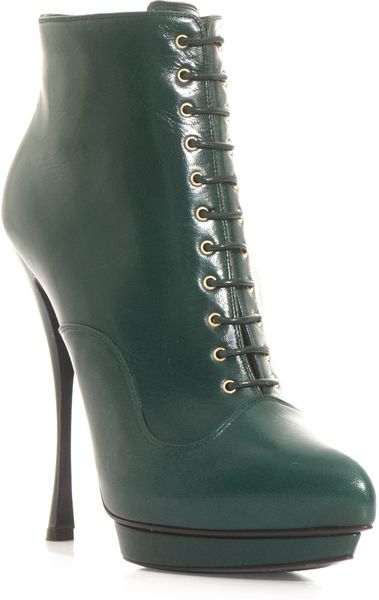 Alexander Mcqueen Laceup Boots in Green - Lyst