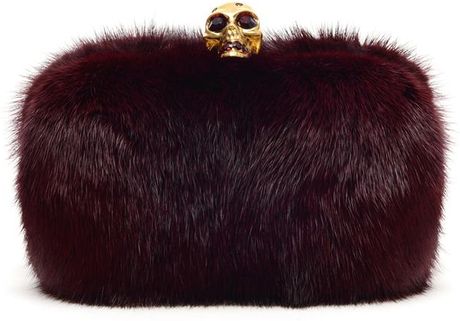 Alexander Mcqueen Mink and Swarovski Crystal Box Clutch in Red (purple) - Lyst