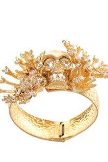 Alexander McQueen Silver Atom Flower Skull Bracelet - Lyst