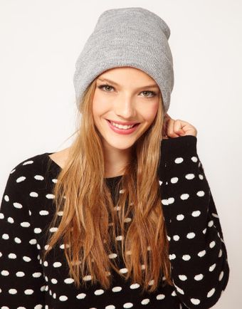 Asos Metallic Silver Boyfriend Beanie - Lyst
