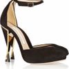 Diane Von Furstenberg Lucette Suede Pumps in Black (gold) - Lyst