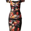 Dolce & Gabbana Floral Printed Ruched Silk Dress in Black (black multi) - Lyst