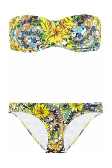 Dolce & Gabbana Printed Underwired Bandeau Bikini - Lyst