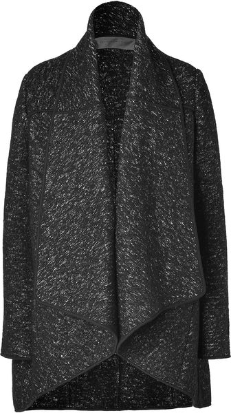 Donna Karan New York Black Marled Woolcotton Knit Coat - Lyst