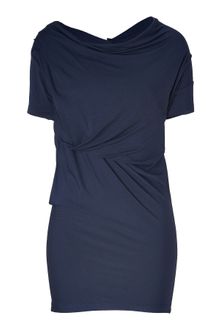 Donna Karan New York Ink Blue Draped Jersey Top - Lyst