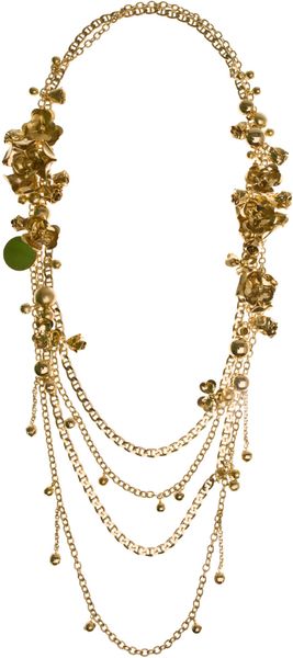 Elie Saab Long Multichain Metal Flower Necklace - Lyst