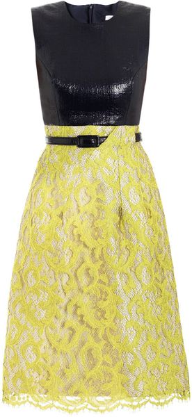 Erdem Nicole Sleeveless Dress in Yellow (navy) - Lyst