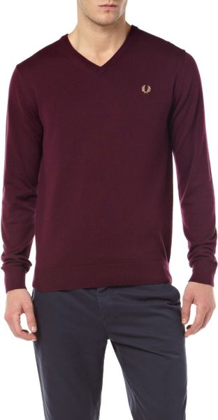 fred perry black v neck jumper