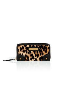 Juicy Couture Camel Leopard Velour Zip Wallet - Lyst