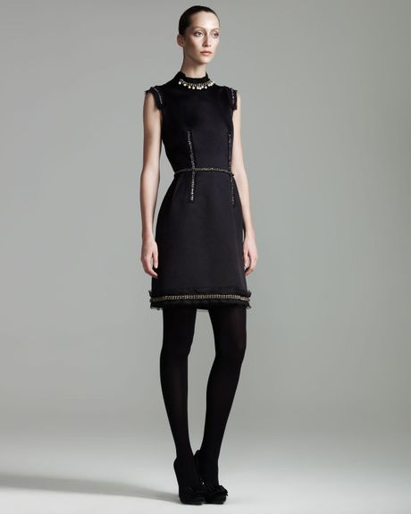 Lanvin Chaindetailed Dress in Black - Lyst