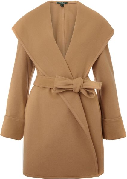 Lauren By Ralph Lauren Shale Wrap Coat in Beige (camel) - Lyst