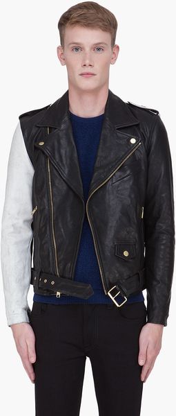 Marc Jacobs Contrast Leather Biker Jacket - Lyst