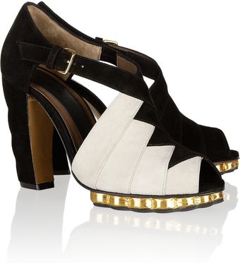 Marni Twotone Suede Sandals - Lyst