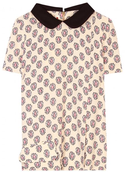 Marni Graphic Silk Printed Top in Pink - Lyst
