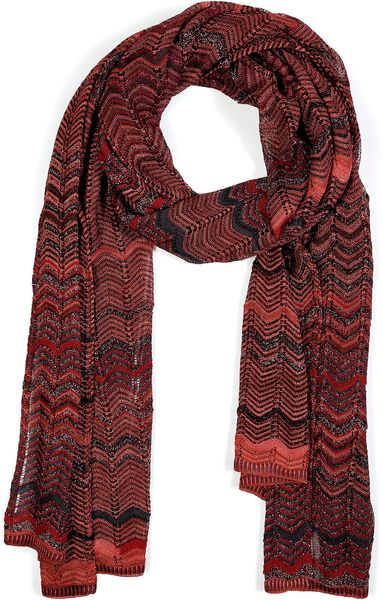 Missoni Grenadine Rosewood Metallic Variegated Knit Scarf in Red - Lyst