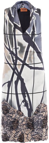 Missoni Branch Print Sequinhem Dress in Blue (grey) - Lyst