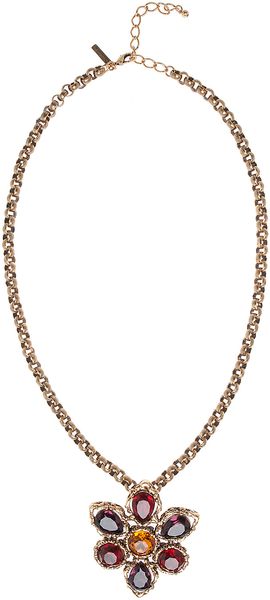 Oscar De La Renta Gold Amethyst Siam Broche Necklace in Gold - Lyst