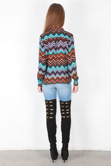 Parker Long Sleeve Tie Top - Lyst