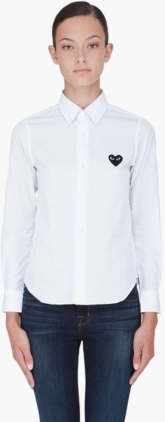 Play Comme Des Garçons White Black Emblem Blouse - Lyst