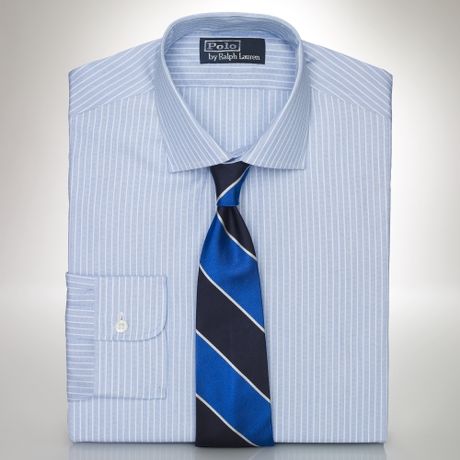 Mens White Dress Shirts on Custom Fit Endonend Stripe Shirt In Blue For Men  Blue White    Lyst