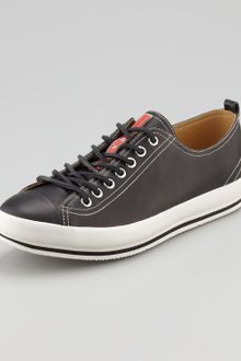 Prada Leather Captoe Leather Sneaker - Lyst