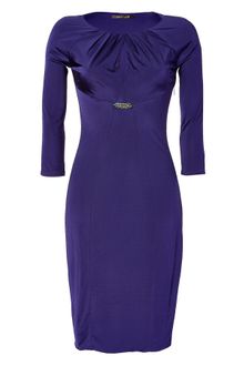 Roberto Cavalli Purple Draped Satin Jersey Dress - Lyst