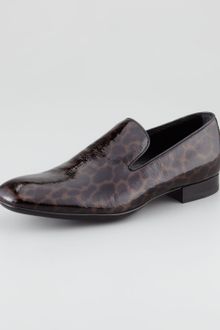 Yves Saint Laurent Leopardprint Patent Loafer - Lyst