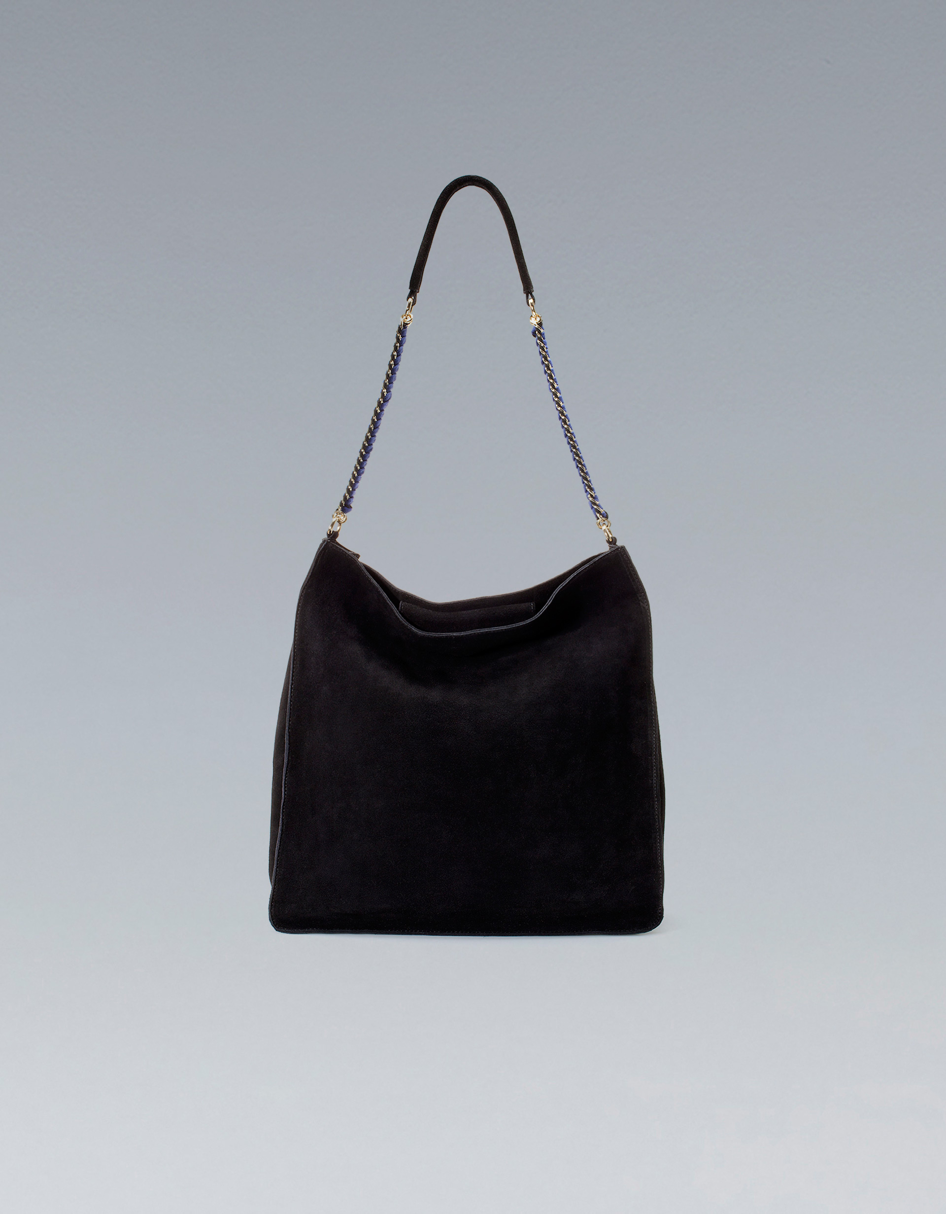 Zara Bucket Bag with Chain Handle in Black | Lyst