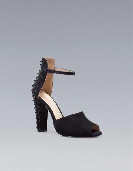 black studded ankle strap heels