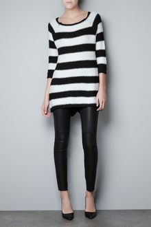 Zara Striped Moss Stitch Sweater - Lyst