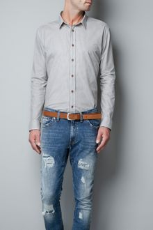 Zara Printed Shirt with Contrasting Collar - Lyst