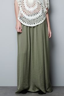 Zara Long Skirt with Elasticated Waist - Lyst