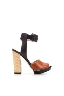 Zara Laminated Heel Sandal - Lyst