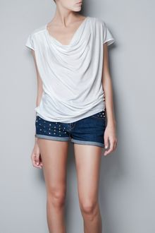 Zara T-shirt with Plunging Neckline - Lyst