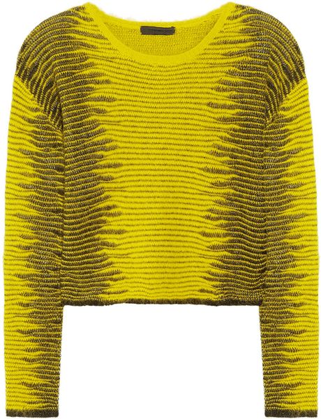 Alexander Wang Fine Knit Sweater in Yellow (black) - Lyst