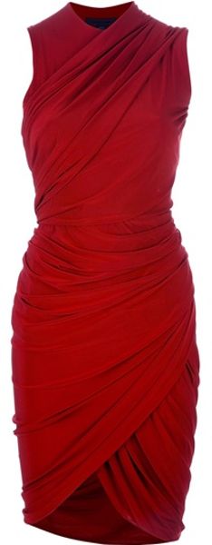 Alexander Wang Asymmetric Draped Dress in Red - Lyst