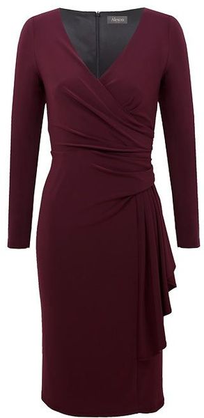 plum gown with sleeves
