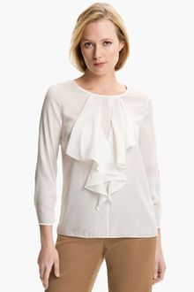 Anne Klein Ruffle Front Blouse - Lyst