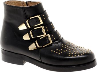 Asos Asos Amazon Leather Studded Biker Boots - Lyst