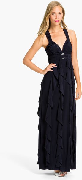 betsy and adam ruffle back gown