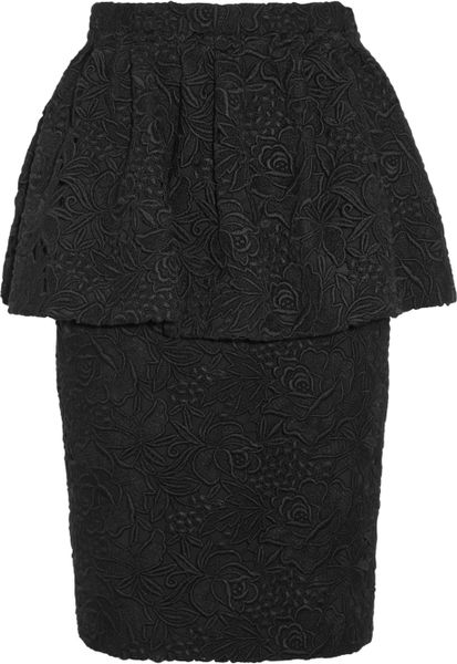 Burberry Prorsum Cotton Lace Peplum Skirt in Black - Lyst
